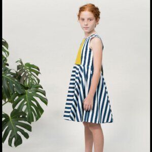 Motoreta Vega Dress in Blue and White Stripes Size 2 -NEW with Tags